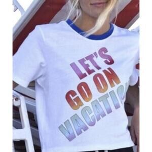 NWFT Warm Fun Let's Go On Vacation Rainbow Tomboy Tee - Size S